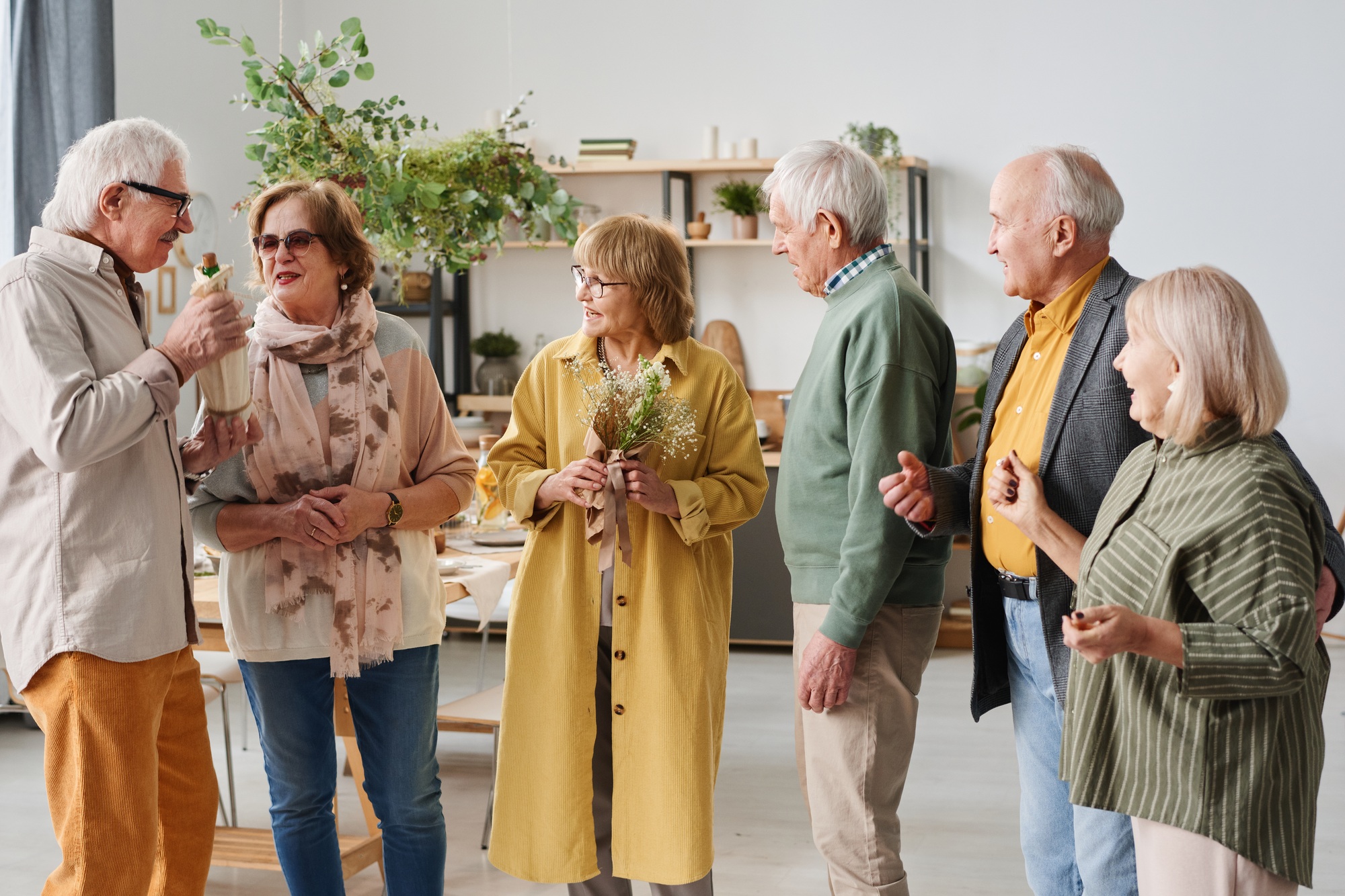 Friends gathering at social event